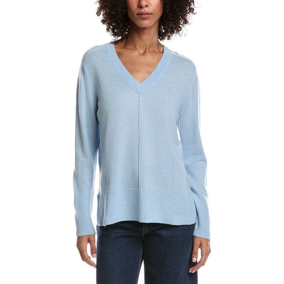 Forte Cashmere WomensEasy Wool & Cashmere-Blend Sweater Blue